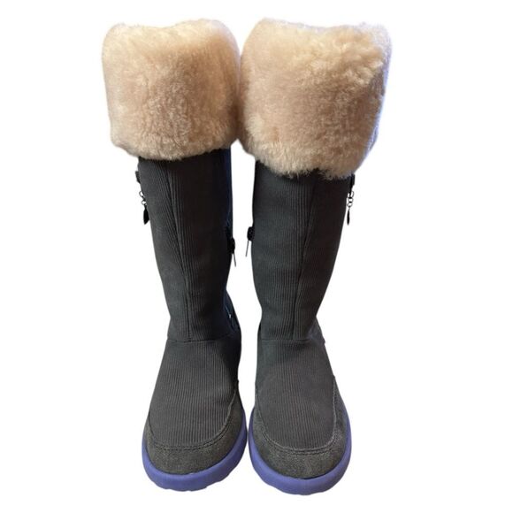 Ugg Heart Amber Kitten Gray Purple Corduroy Girls Youth Kids Winter Tall Boots 1 - Picture 4 of 7
